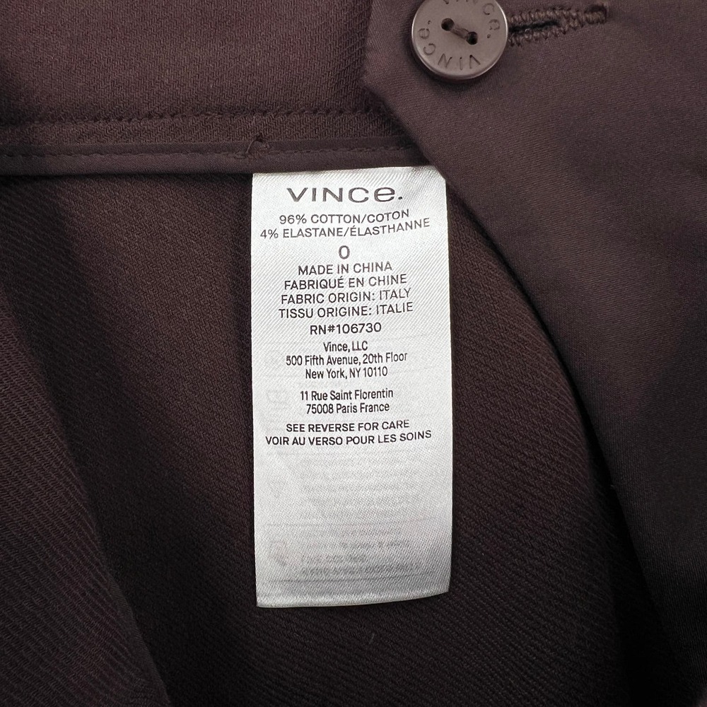 VINCE Slim Flared Pants Womens 0 Hickory Darl Brown Cropped Mid Rise Stretch NWT - Picture 13 of 16
